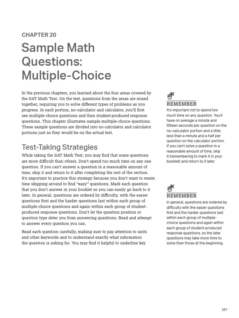 SAT Math Sample Questions Guide | PDF | Trigonometric Functions | Sine
