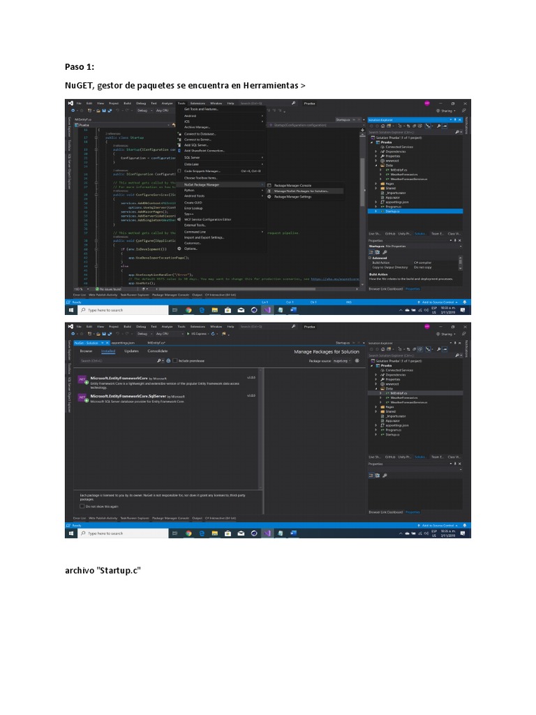 Configuración de Entity Framework en .NET Core | PDF | Finanzas y ...