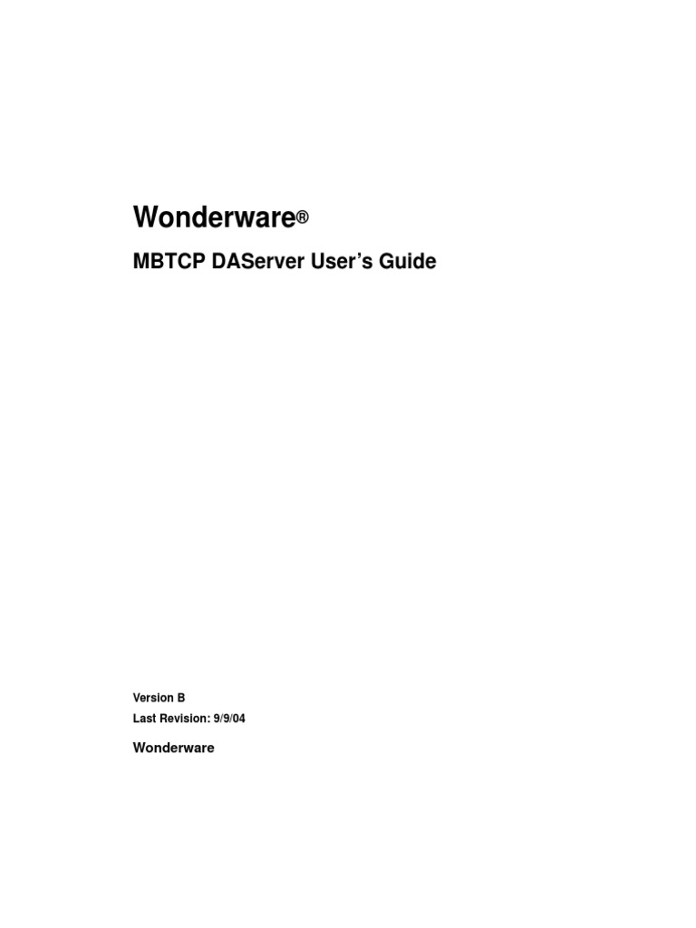Wonderware: MBTCP Daserver User'S Guide | PDF | Computer Network ...
