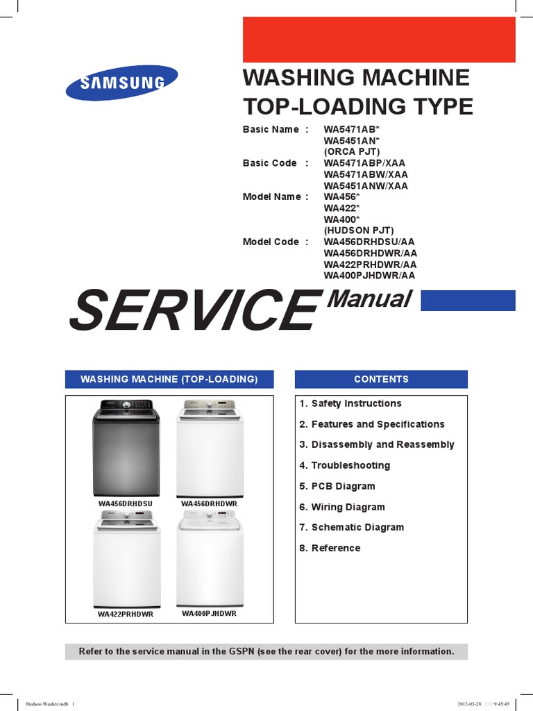 Samsung Washer WA456DRHDWR Service Manual | PDF | Washing Machine
