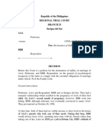 Republic of The Philippines Regional Trial Court Branch 25 Surigao Del Sur AAA