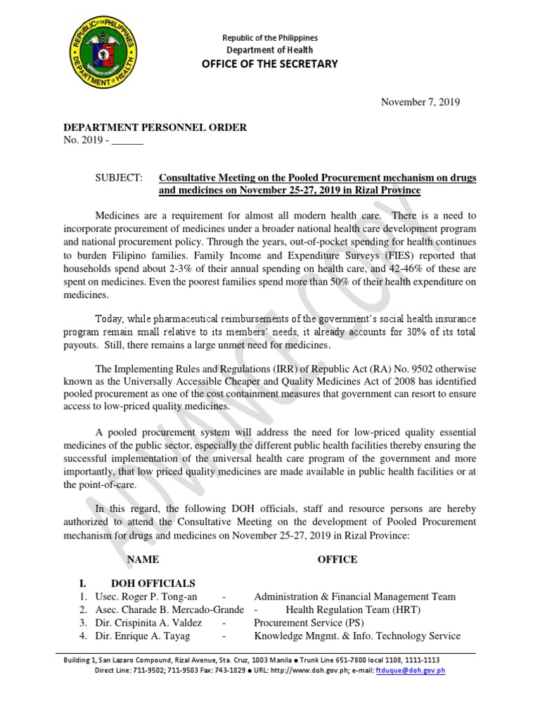 Doh Dpo | PDF | Health Care | Procurement