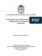 Fierro Marta - (Pt. 1) Alvaro Uribe Neopopulismo, Retórica y Asimilación de Discurso PDF