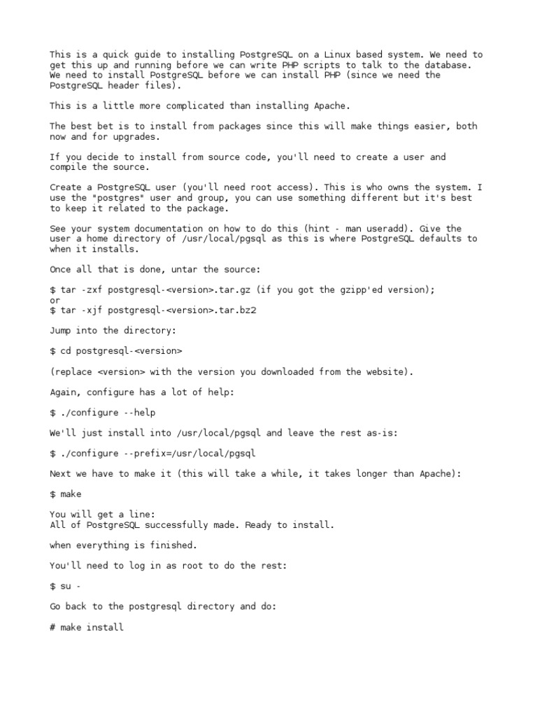 Installing PostgreSQL on Linux | PDF | Postgre Sql | Databases