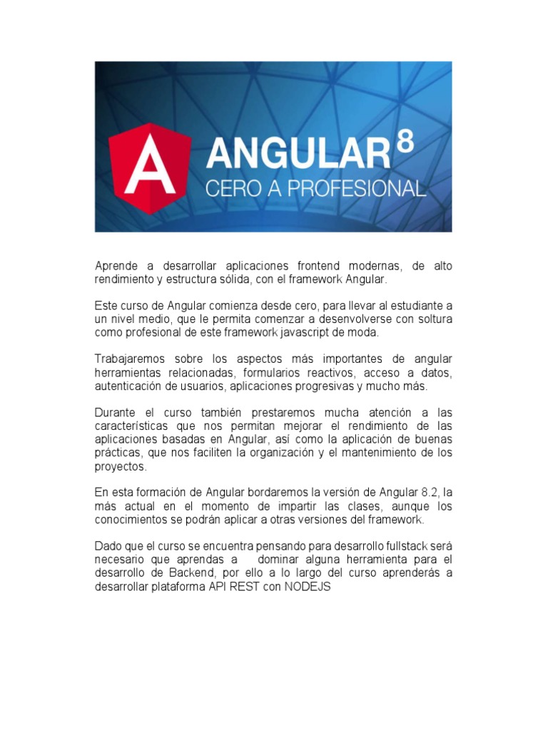 Desarrollo Fullstack Con Angular 8 y Nodejs Argentina | PDF | Mongo Db ...