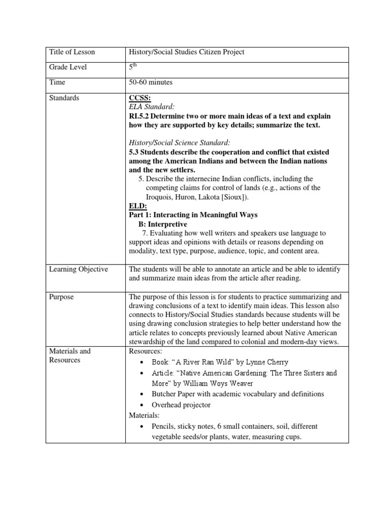 5th Grade Native American Gardening Unit | PDF | Native Americans In ...