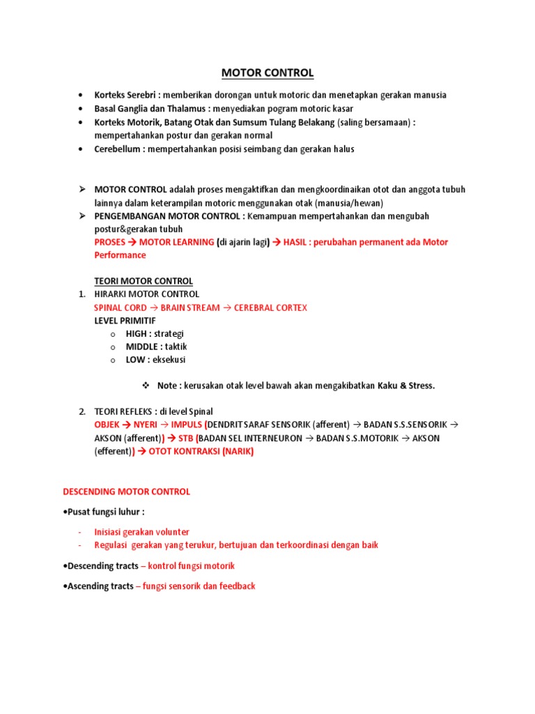 Kontrol Motorik: Struktur dan Fungsi | PDF