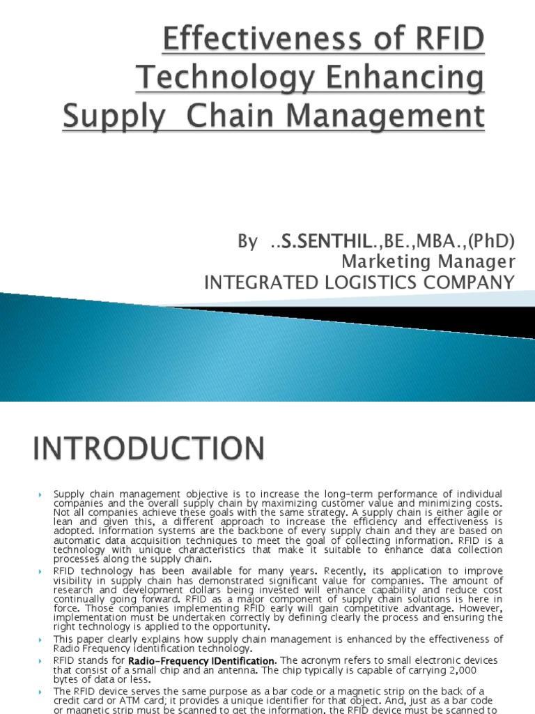 Enhancing Supply Chain with RFID Technology | PDF | Radio Frequency ...
