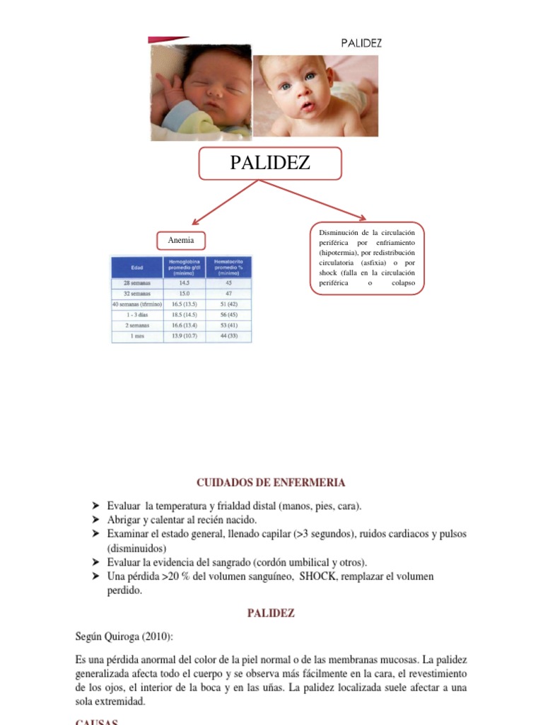 Palidez y Cuidados en Recién Nacidos | PDF | Termorregulación | Anemia