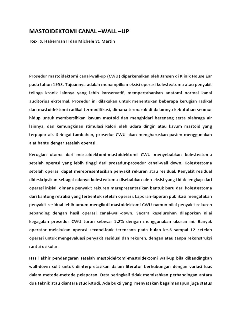 Translate CANAL Wall Up Masteoidetomy PDF