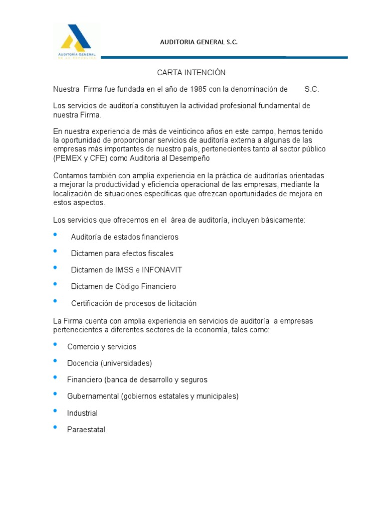 Carta Intención  PDF