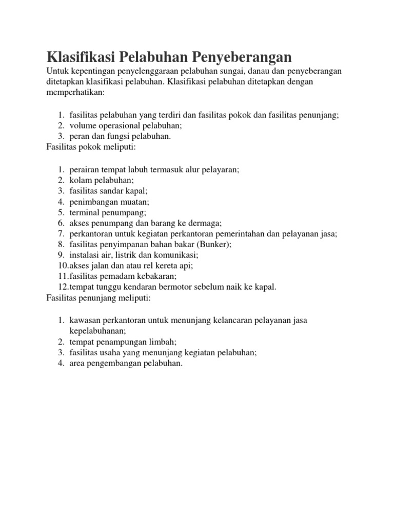Dokumen Tips Klasifikasi Pelabuhan Docx