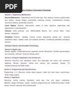 Indicative Syllabus of Information Technology: Section 1: Engineering Mathematics