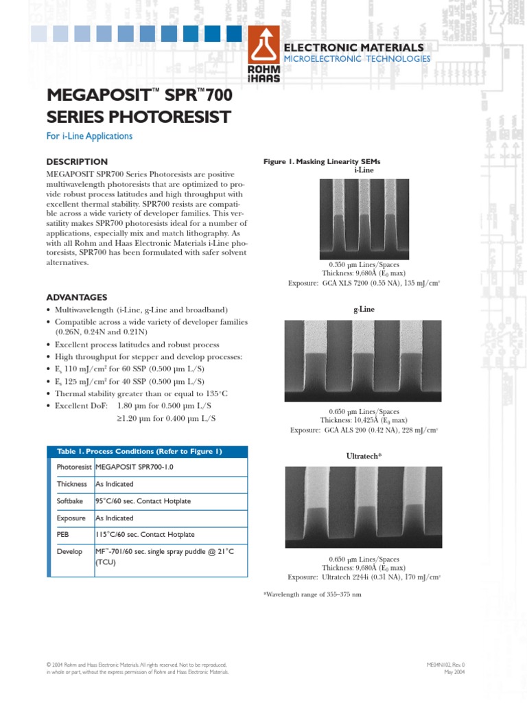 SPR 700 Resist Guide | PDF | Photolithography | Applied And ...