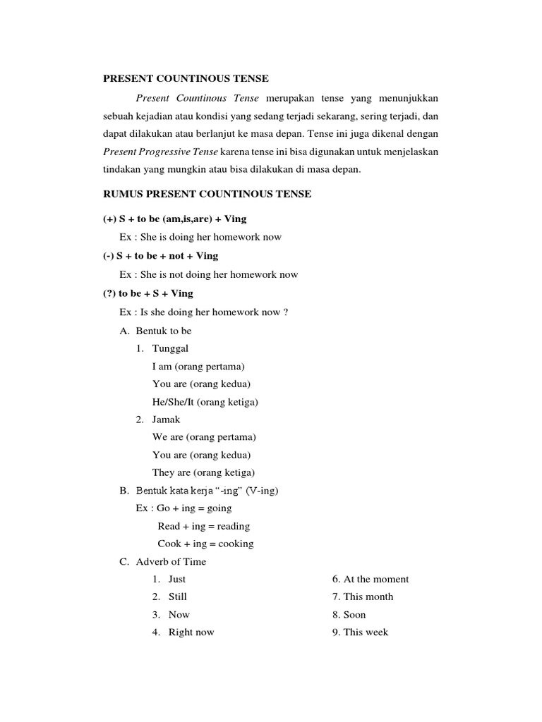 Present Countinous Tense | PDF | Language Arts & Discipline