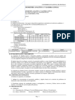 Silabo de Geometría Analítica Y Álgebra Lineal: I. Identificación