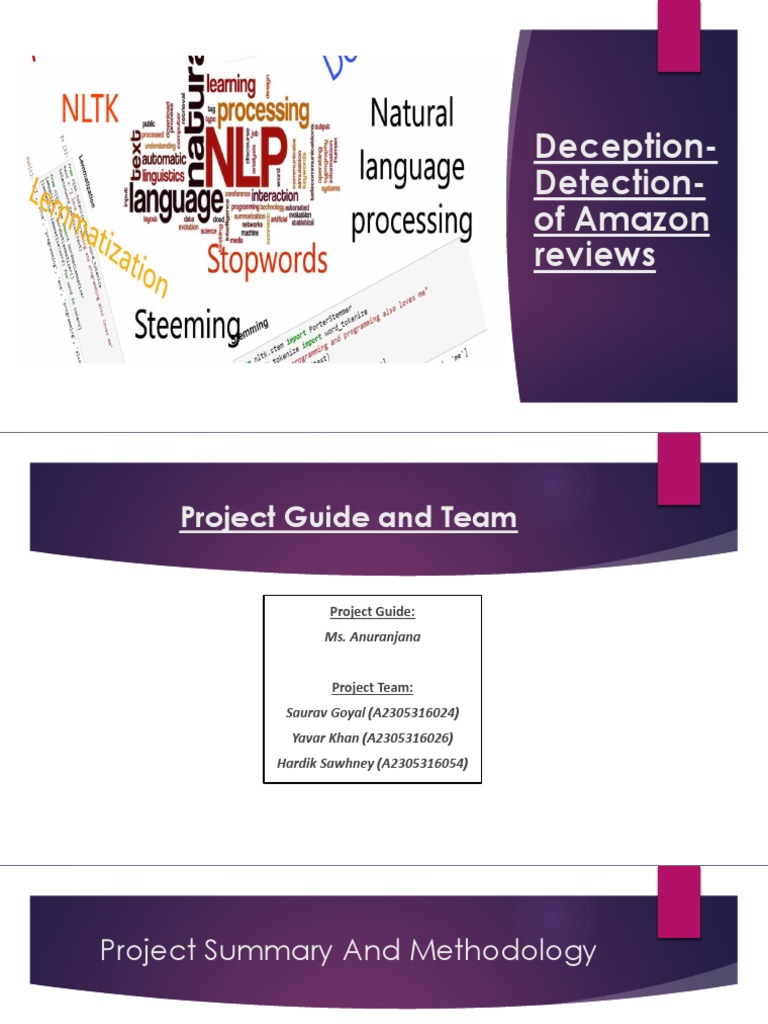 Deception & DetectionOn Amazon Reviews Dataset PDF Statistical