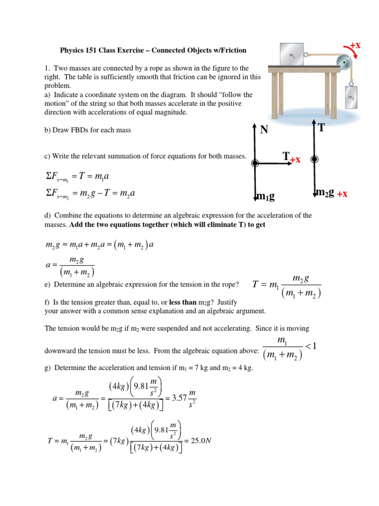 Physics 151: Friction & Connected Objects | PDF | Tension (Physics) | Force