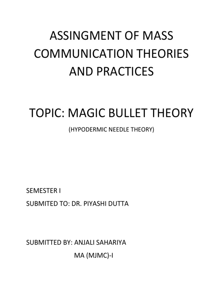 Magic Bullet Theory PDF Mass Media Epistemology