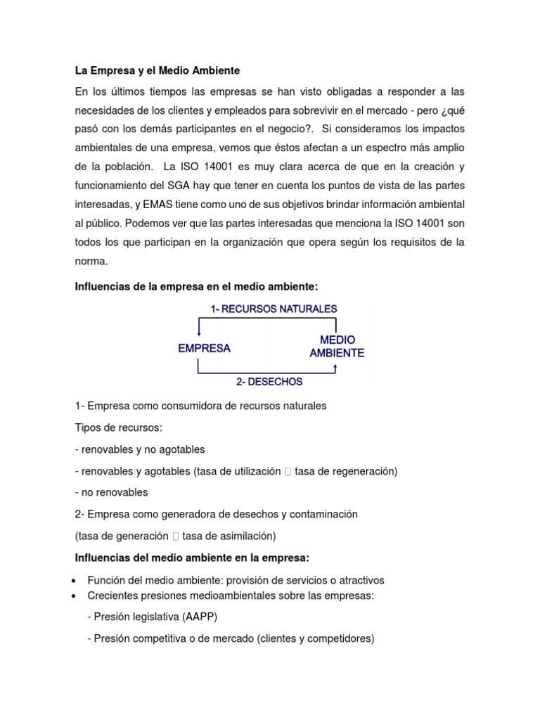 La Empresa y El Medio Ambiente | PDF