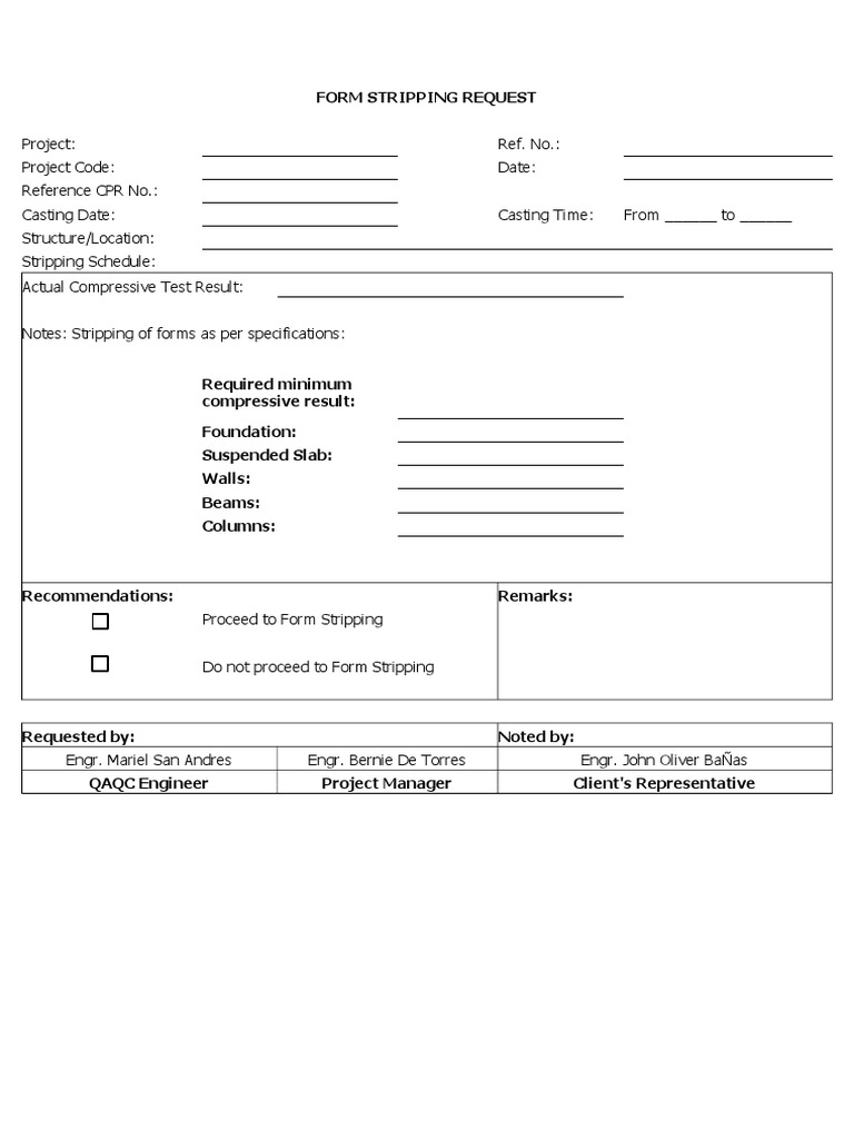 Concrete Form Stripping Request | PDF | Art | Computers