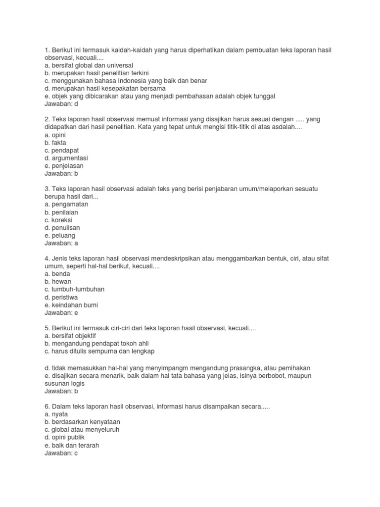 Dalam Teks Laporan Hasil Observasi Informasi Harus Disampaikan Secara Bisquick