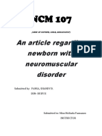 An Article Regarding Newborn With Neuromuscular Disorder: Submitted By: PANSA, SHANDY B. Bsn-Ruby Ii