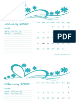 2020 Monthly Calendar Template Kindergarten 06