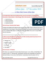 Current Affairs Quiz - 12th November 2019