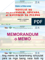 Memorandum, Adyenda, Katitikan NG Pulong