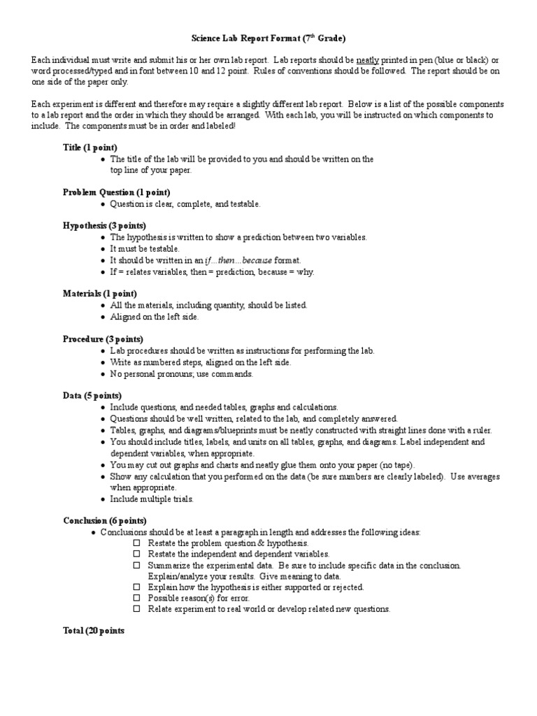 Lab Report Format  PDF  Hypothesis  Experiment