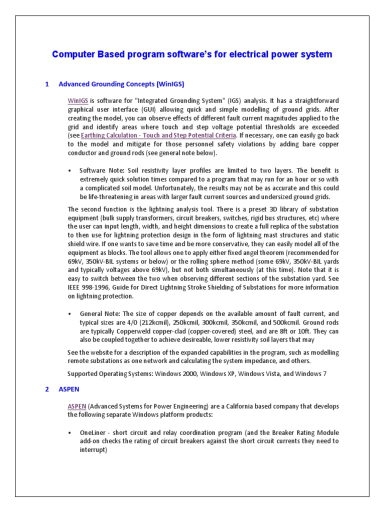 Power System Software PDF Electric Power System Electric Power