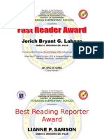 Fast Reader Award of The Month