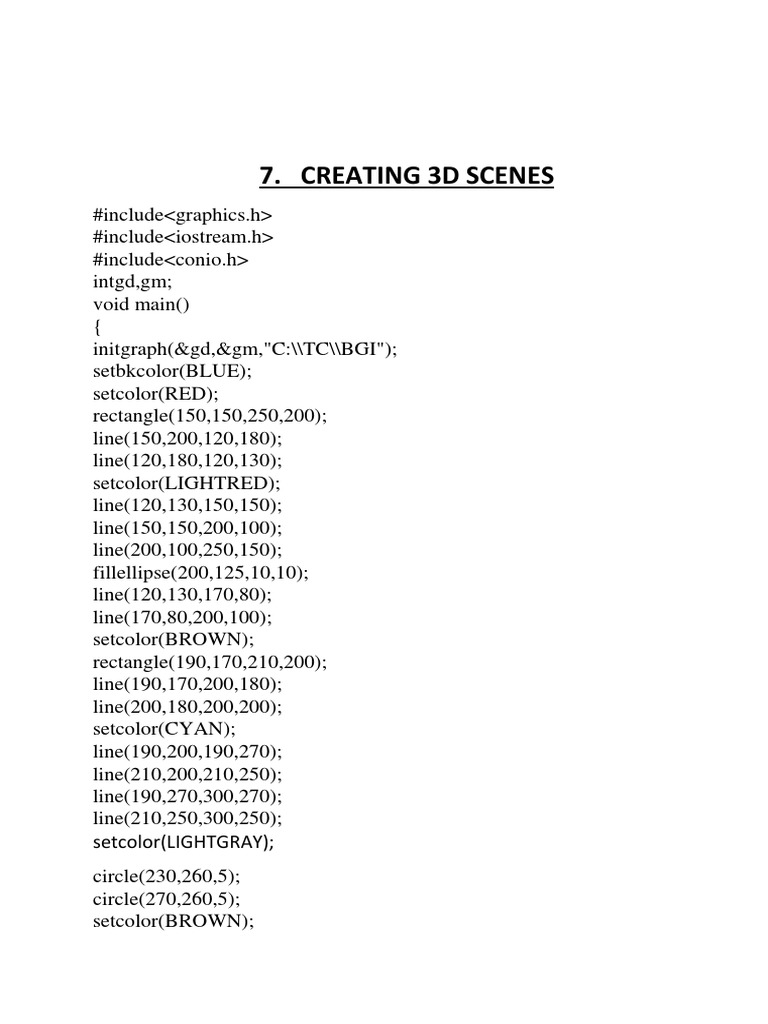 3D Scene Creation in C++ Graphics | PDF