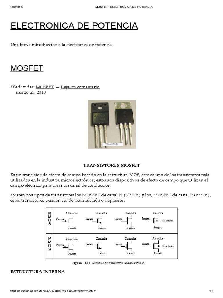 El Transistor MOSFET – Electrónica Práctica Aplicada