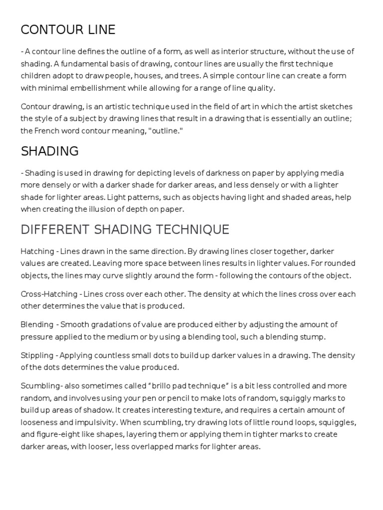 Contour Line: Different Shading Technique | PDF | Teaching Methods ...