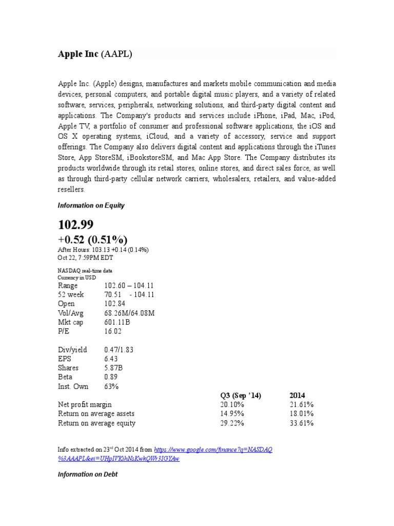 Apple Wacc PDF Cost Of Capital Ios