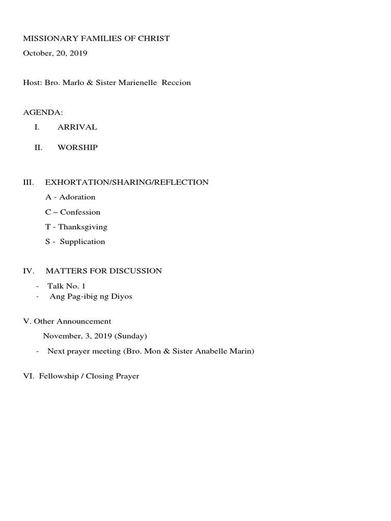 Missionary Families of Christ | PDF