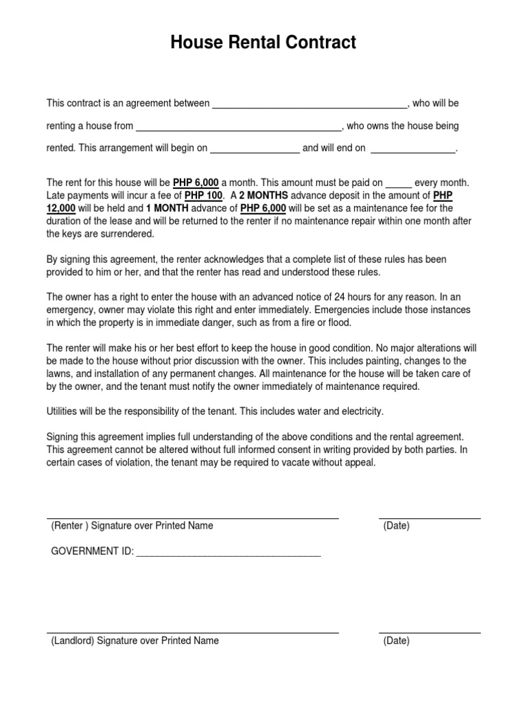 House Rental Agreement Template | PDF | Finance & Money Management | Law