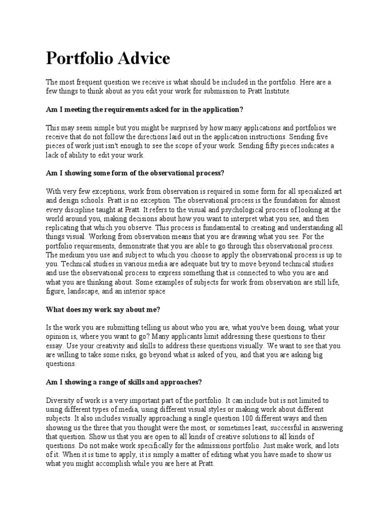 Pratt Portfolio Advice PDF Epistemology Learning