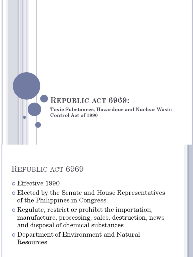 Epublic Act Toxic Substances, Hazardous and Nuclear Waste Control Act