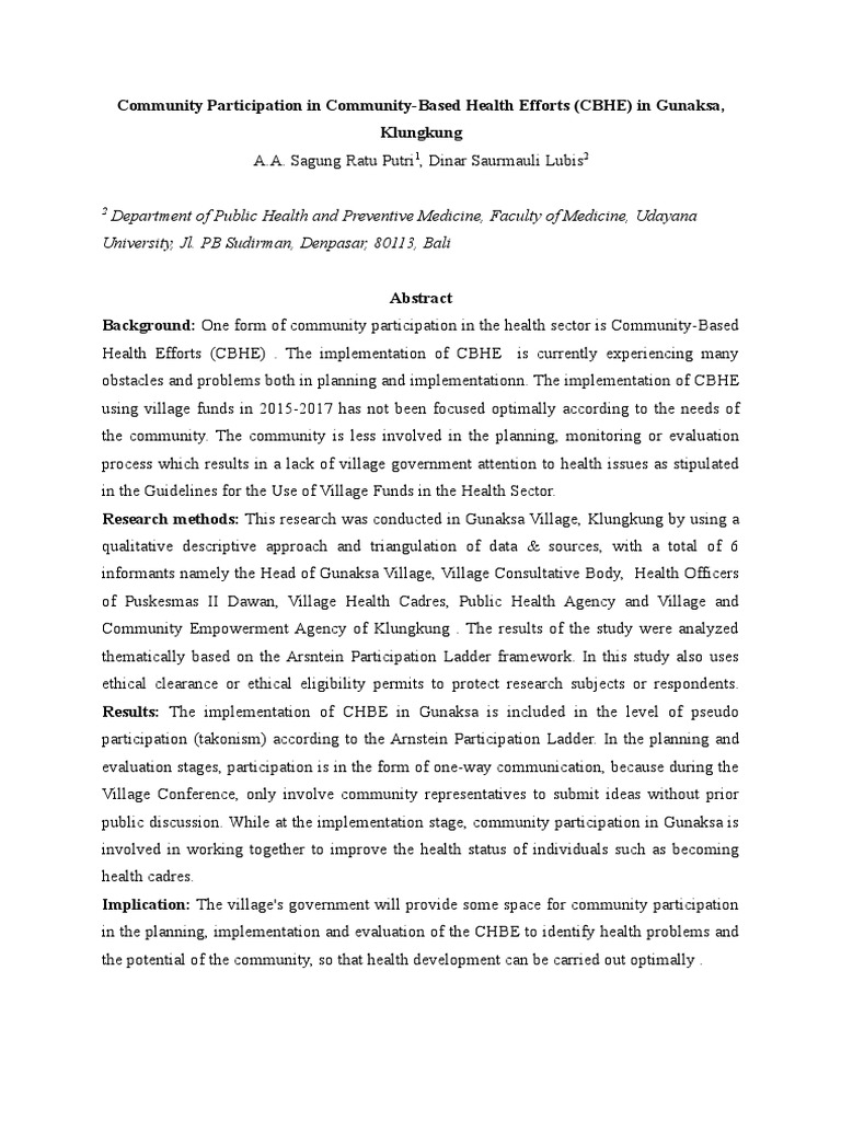 Community Engagement in Health Initiatives | PDF