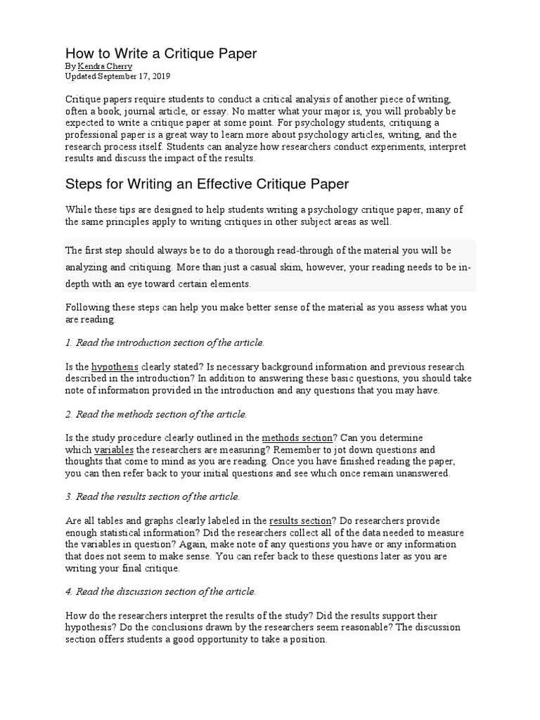 how to write a criticism essay