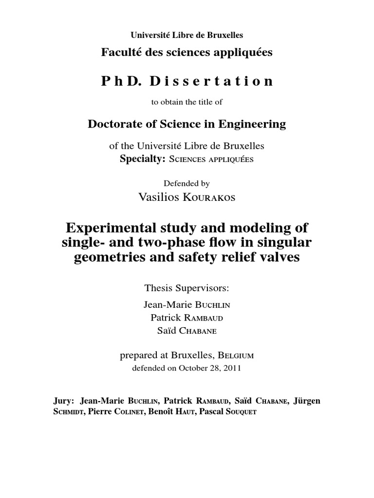 Experimental Study And Modeling Of Single And Two Phase Flow In Singular Geometries And Safety Relief Valves Pdf Fluid Dynamics Chemical Engineering