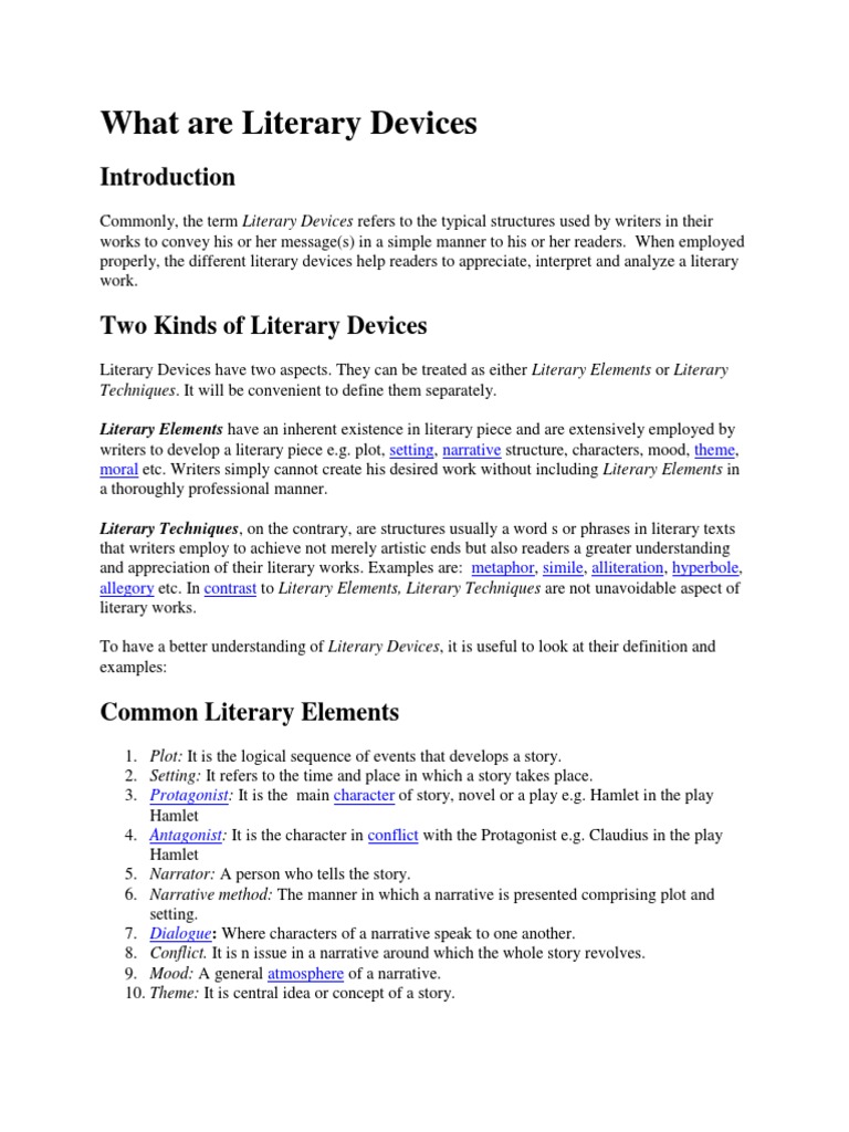 What Are Literary Devices Techniques. It Will Be Convenient To Define