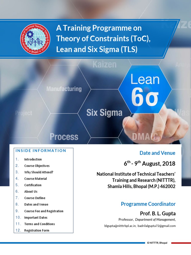 NITTTR Lean Six SIgma Brochure | PDF | Six Sigma | Lean Manufacturing