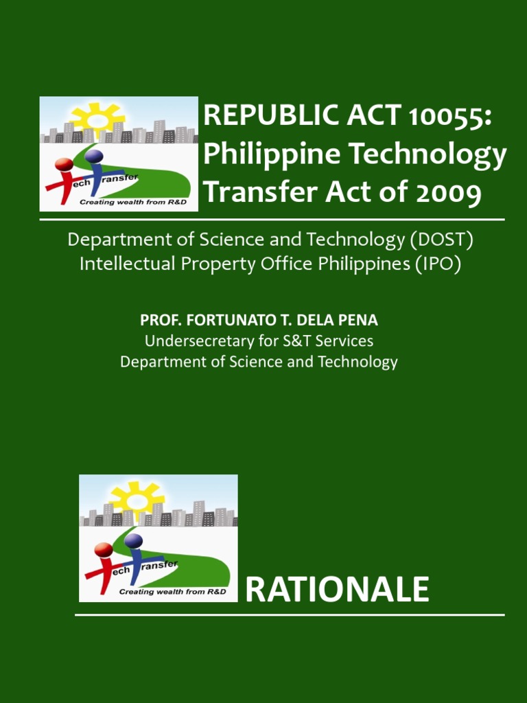Republic Act 10055 Philippine Technology Transfer Act of 2009 PDF