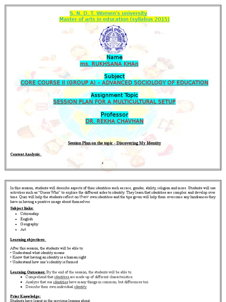 Session Plan Multicultural Setup | PDF | Identity (Social Science ...