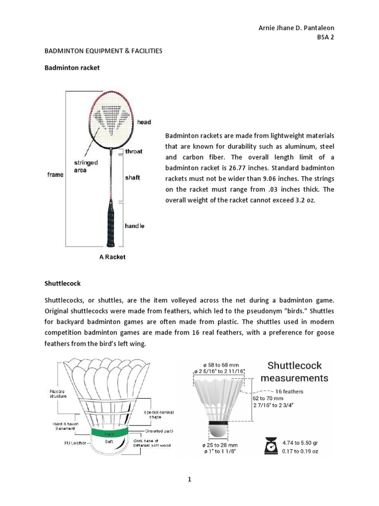 Badminton Equipment and Facilities PDF Sports Nature