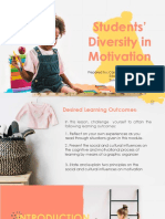 Students' Diversity in Motivation: Prepared By: Casabal Christine Joanne Elfa, John Anthony Sumilang, Jubelle